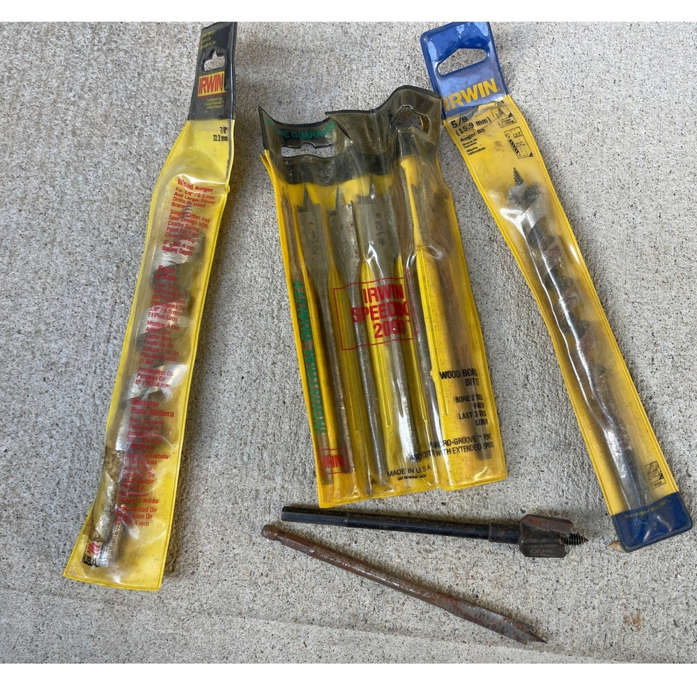 Irwin Drill Bit Lot Speedbor 2000 Set Wood Auger Bits 7/8 5/8 Lot Woodworking